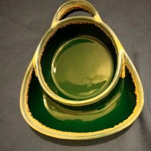 Vintage Soup and crackers Bowl Green Microwave Safe Party Game Day Chip & Dip